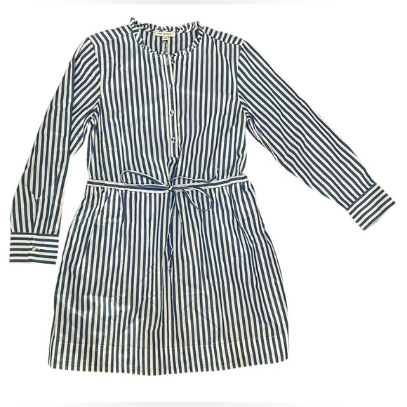Free Assembly 100% Cotton Striped Ruffle Neck Mini Dress - Picture 3 of 12